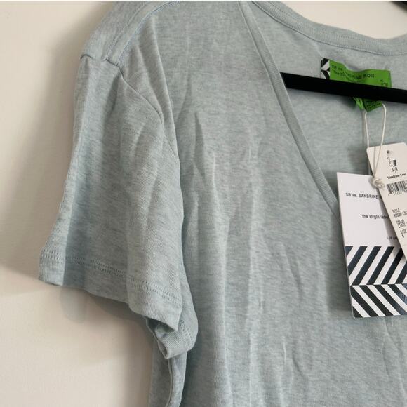 NWT Free People Sandrine Rose V-Neck T-Shirt – Light Blue/Gray – Women’s Medium - Picture 2 of 6